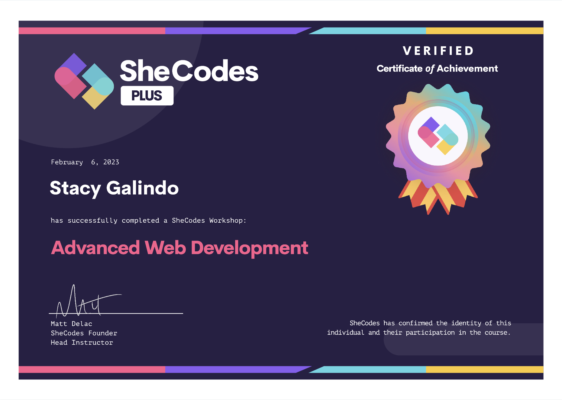 Advanced web developement certificate