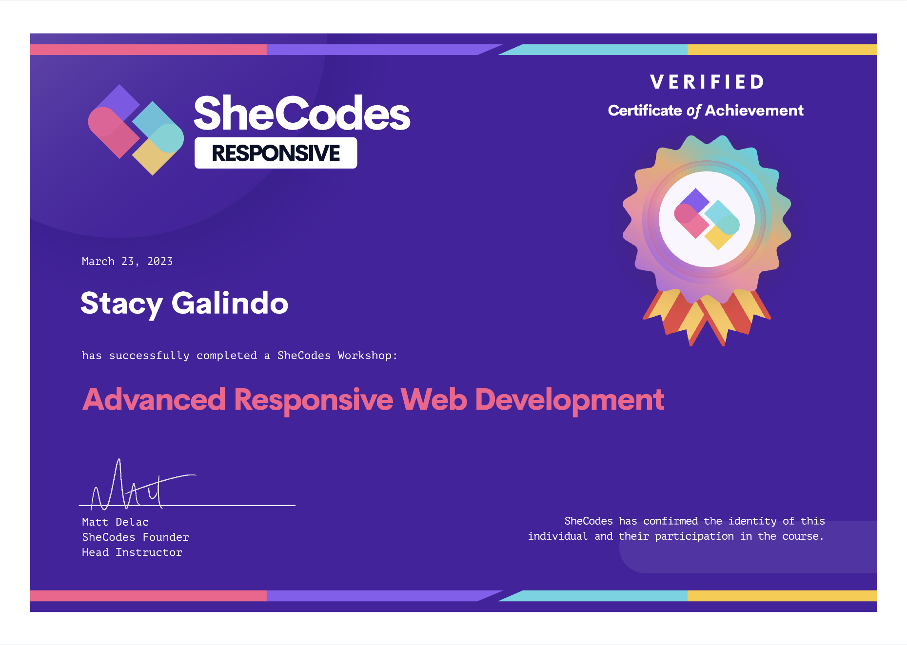 Advanced web developement certificate