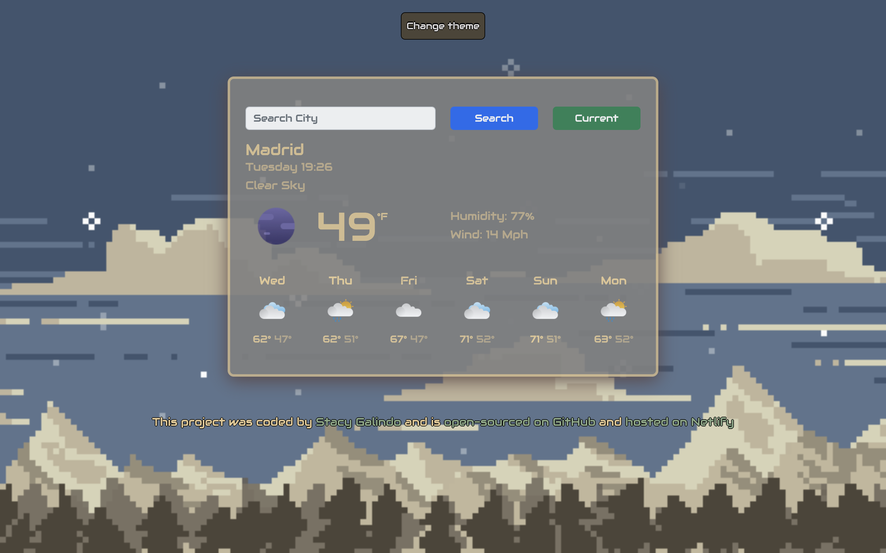 Weather app project preview